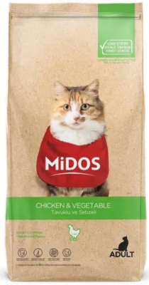 MİDOS Tavuklu Sebzeli (Tüy Yu.Önleyici) Y. Kedi 15 Kg - MİDOS