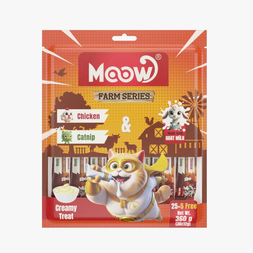 Moow Tavuklu&Kedi Naneli Keçi Sütlü 12gr x 30'lu Kedi Krema Ödülü - 1